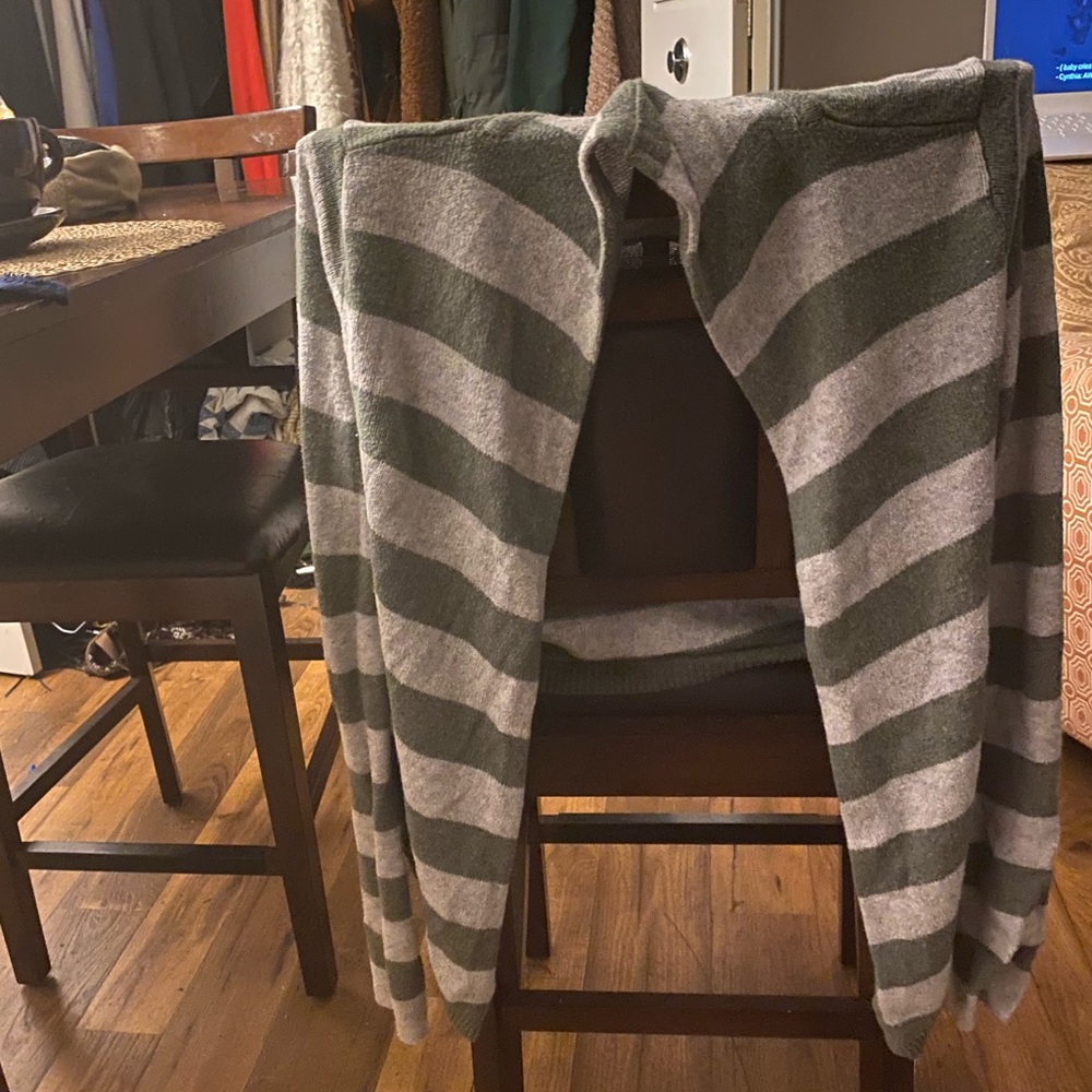 Green striped old navy cardigan